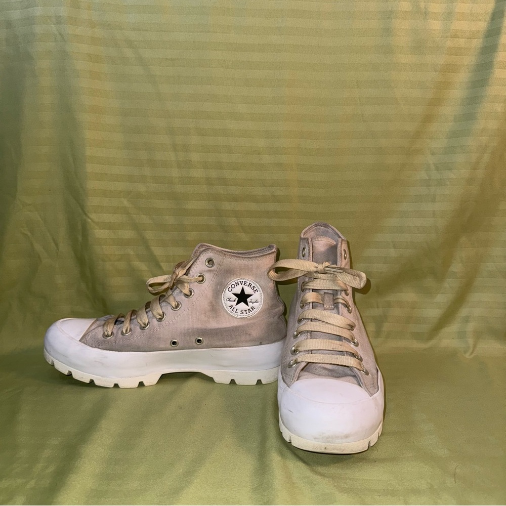 Converse Beige High-Tops with White Soles